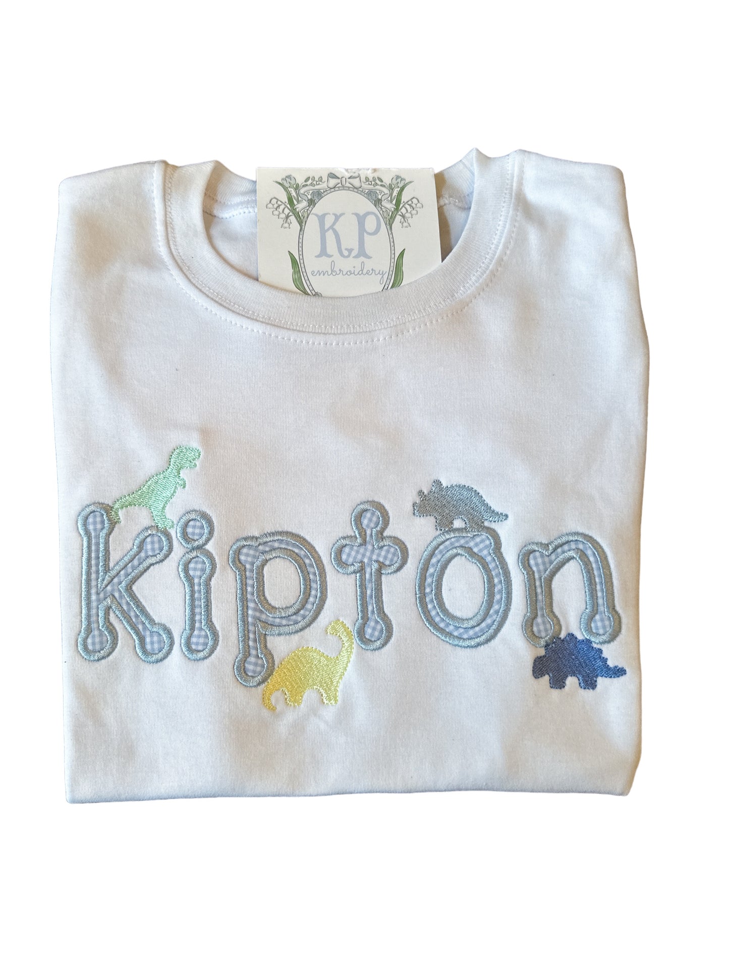 Boys Applique Dino Name Short Sleeve Tshirt