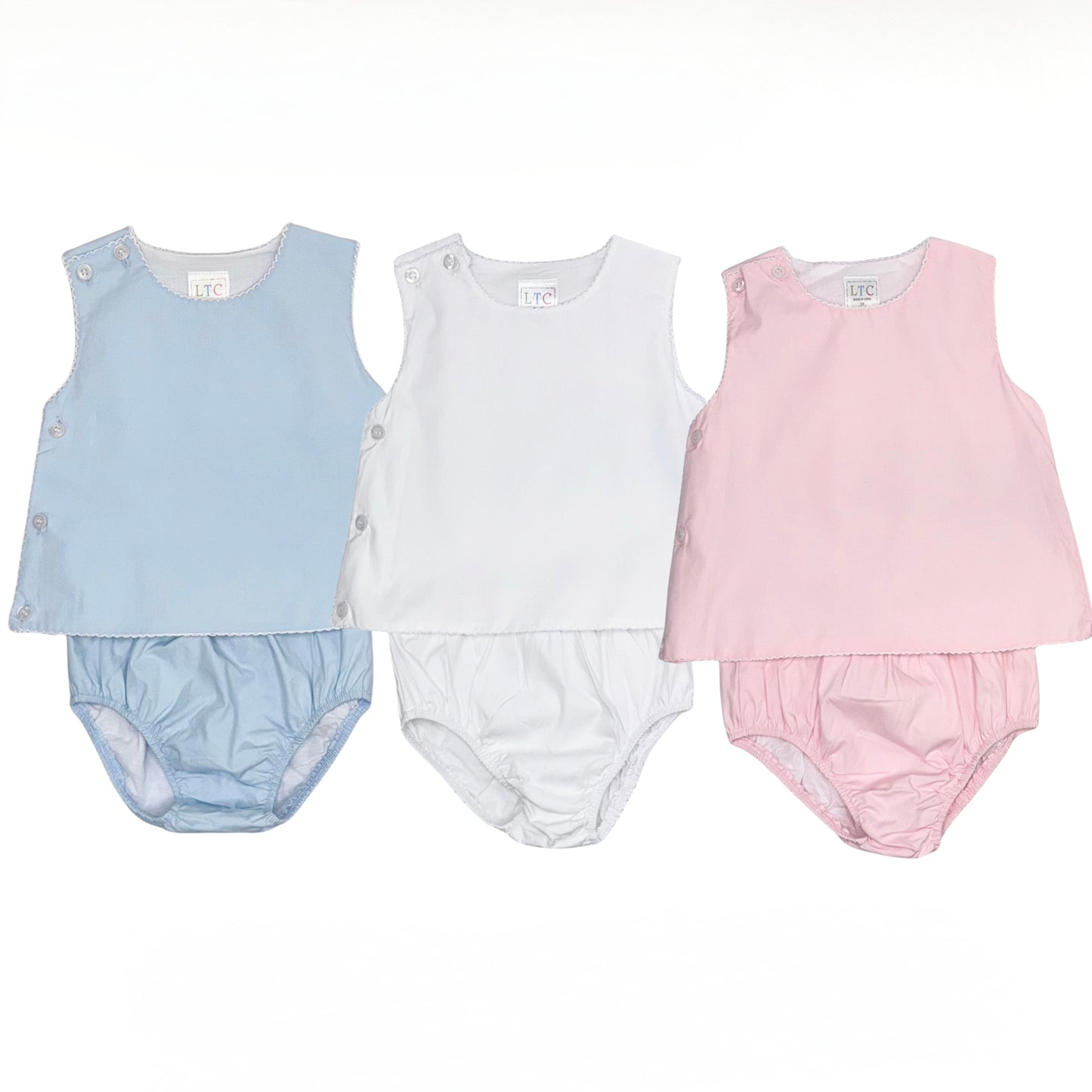 Diaper set with picot trim