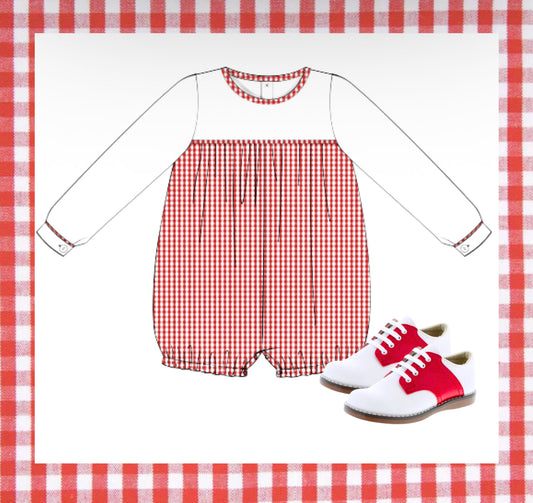 Preorder Boys Red Gingham Bubble