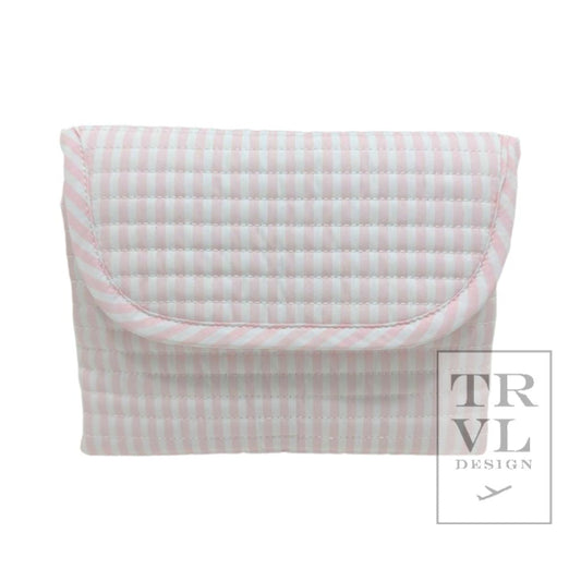 TRVL Quilted Changing Pad- Pimlico Stripe Pink