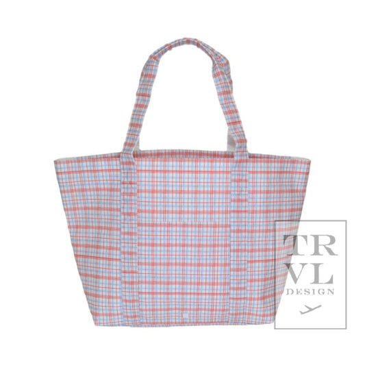 TRVL Jumbo Tote- Classic Plaid Red