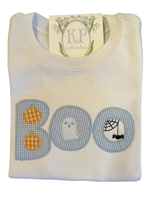 Boys Applique Boo Tshirt- Short or Long Sleeve