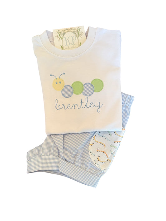 Appliqué caterpillar tshirt bubble