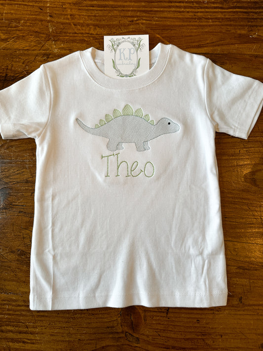 Boys Dino with Name Short Sleeve Tshirt