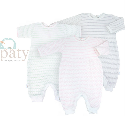 Paty Knit Romper (Short Sleeve Pinstripe) #366SS