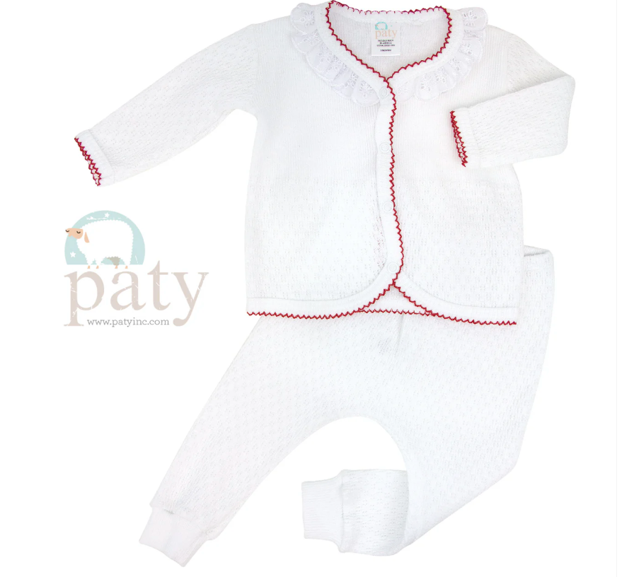 Paty Knit, Eyelet Leggings Set #161LSE