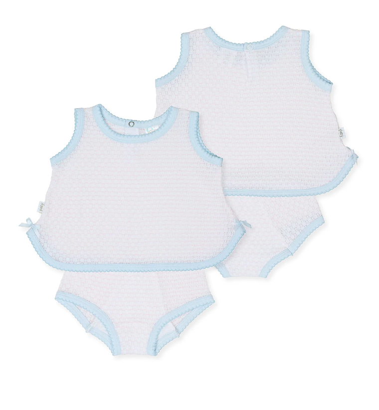 PREORDER Paty Knit, 2 PC Sleeveless Diaper Set With And Without Bow