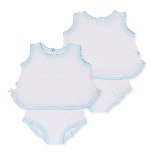 PREORDER Paty Knit, 2 PC Sleeveless Diaper Set With And Without Bow