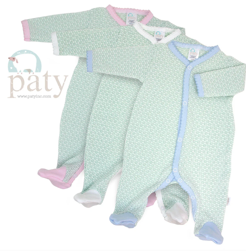 Paty Paty Knit Solid Color Footie with Pima Trim