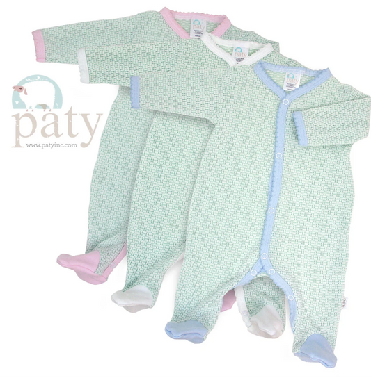 Paty Paty Knit Solid Color Footie with Pima Trim
