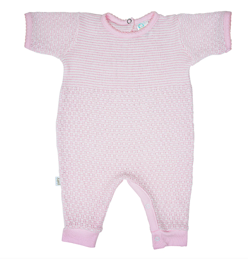PREORDER Paty Knit Solid Color Romper with Pima Trim SS