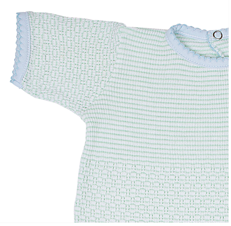 PREORDER Paty Knit Solid Color Romper with Pima Trim SS