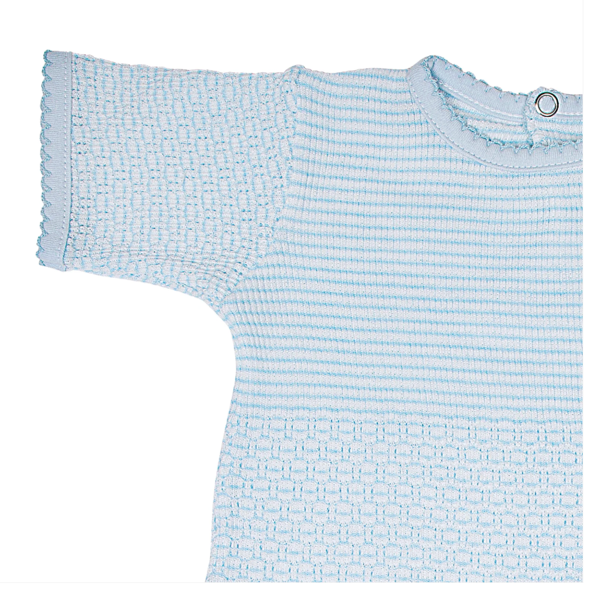 PREORDER Paty Knit Solid Color Romper with Pima Trim SS