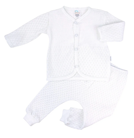 PREORDER Paty White w/ Trim Knit Two-Piece Legging Set