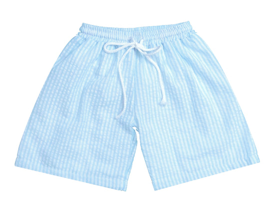 Boys Seersucker Swim Trunks